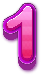 Number 1 for English alphabet with pink 3D style