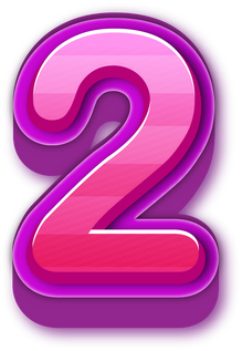 Number 2 for English alphabet with pink 3D style